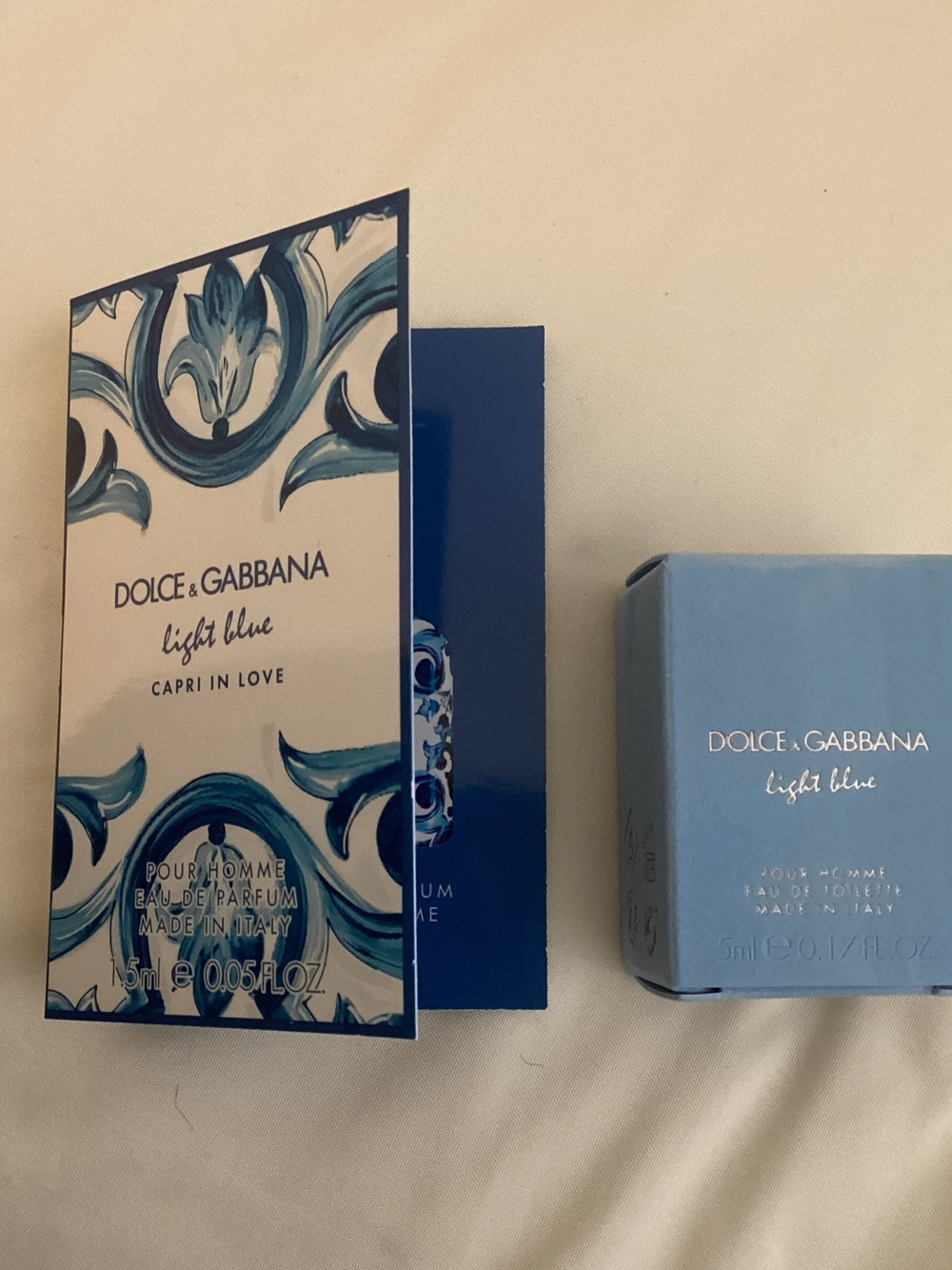 Men Dolce & Gabbana Light Blue Capri In Love sample & light blue deluxe sample
